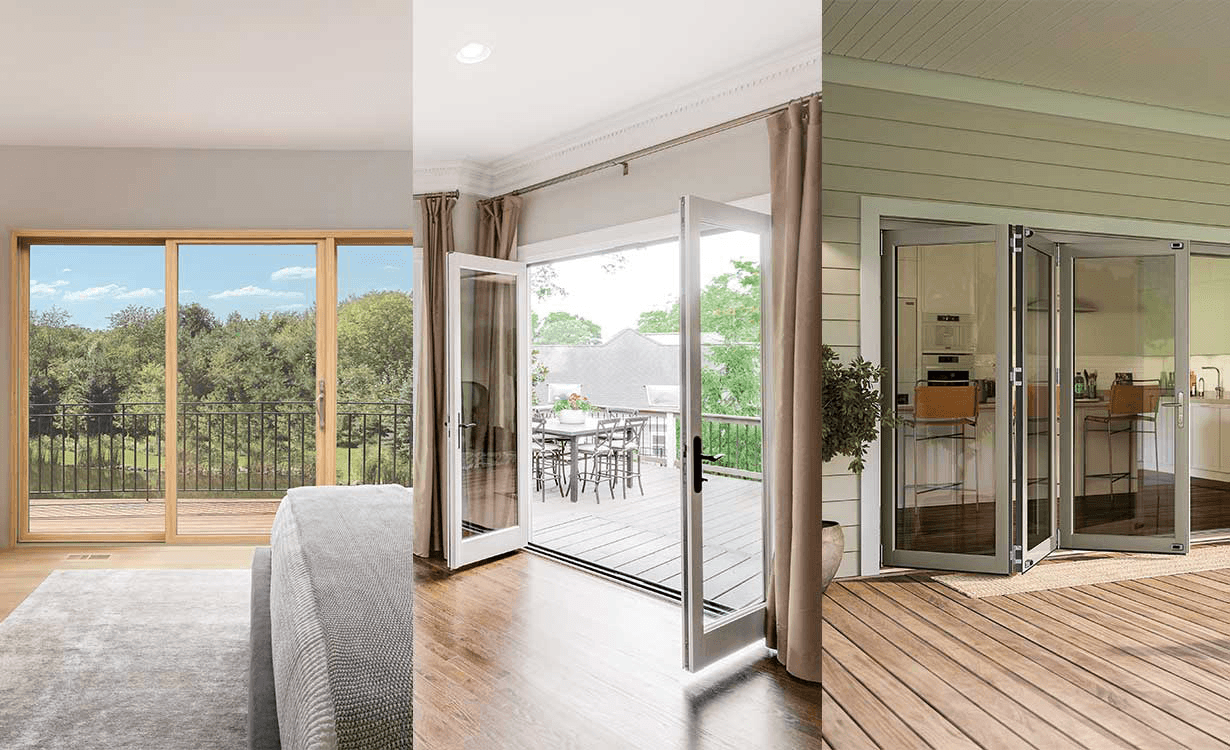 Side by side of three types of patio doors.