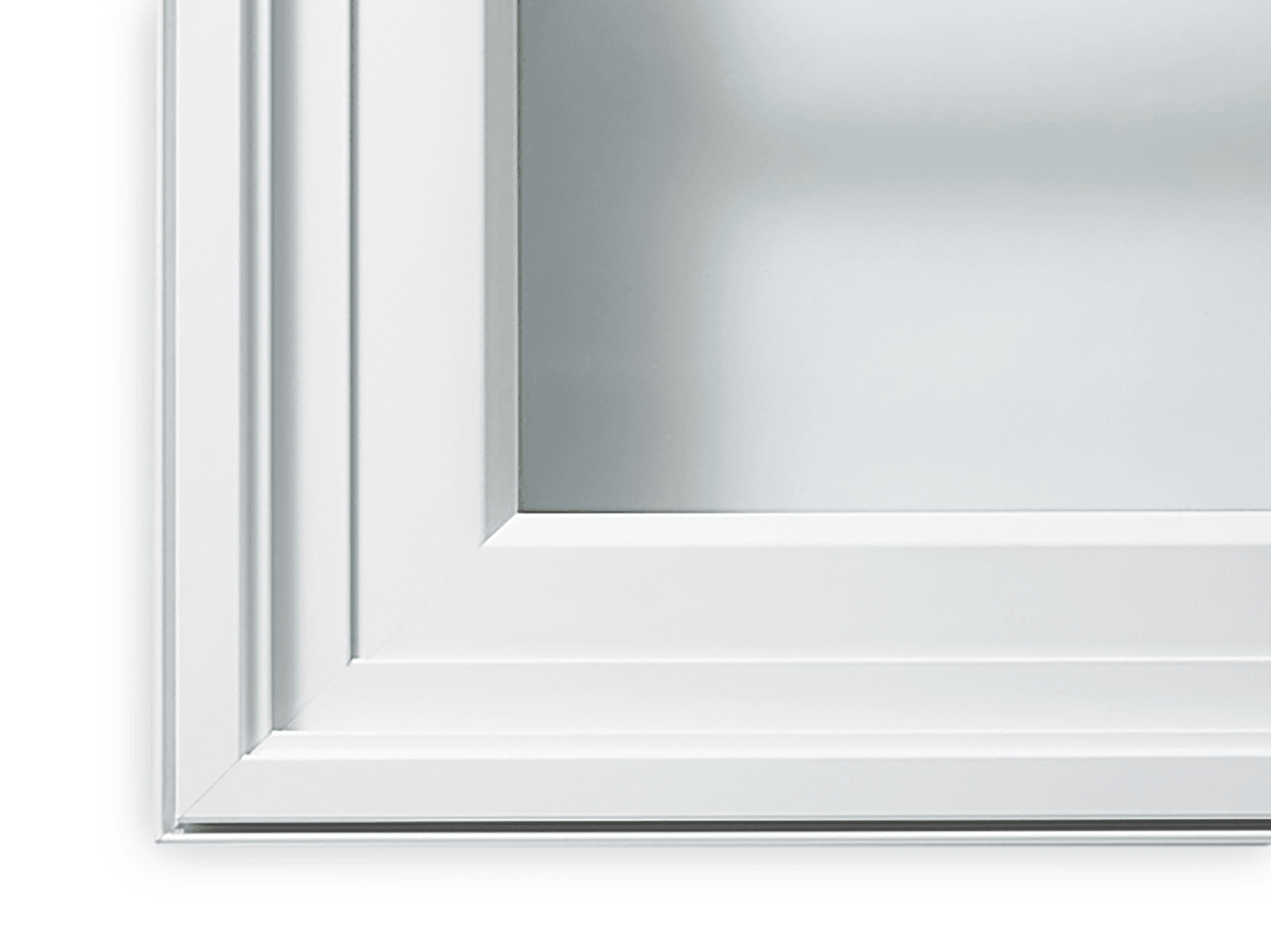 Close up of a window corner with Ultrex fiberglass.