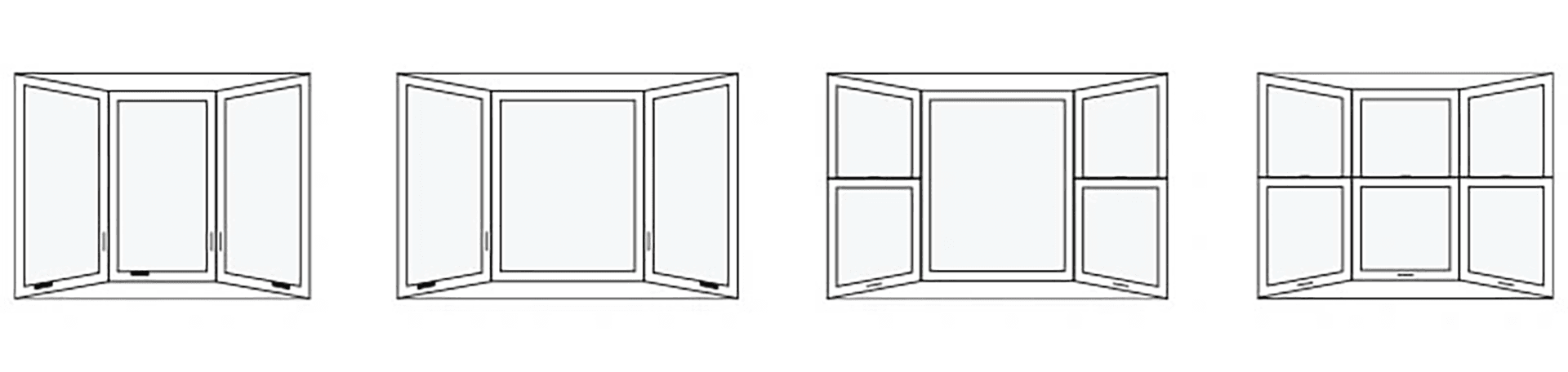 Line drawings of Bay window configurations.