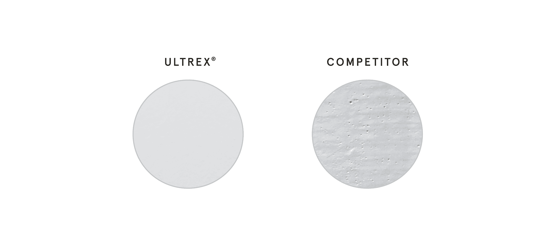 Close up of Ultrex fiberglass finish vs. competitor finish.